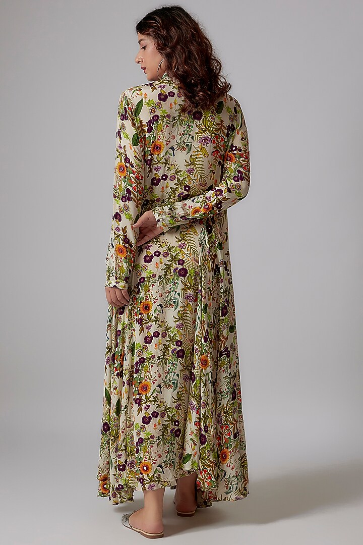 Multi-Colored Crepe Hand Embroidered & Printed Vacation Dress by PDS by Sneha at Pernia's Pop Up Shop
