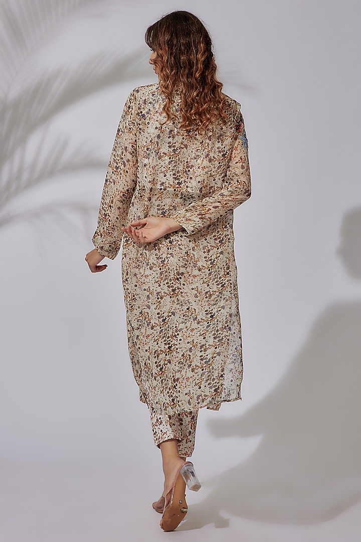 Ivory Organza Floral Printed Kurta Set by PDS by Sneha at Pernia's Pop Up Shop