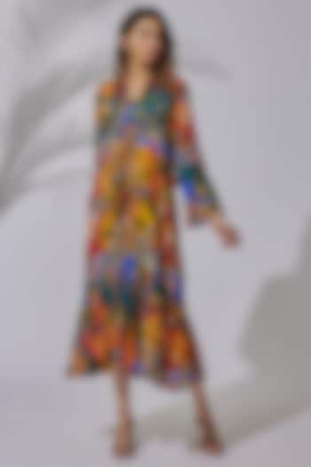 Multi-Colored Crepe Printed Dress by PDS by Sneha