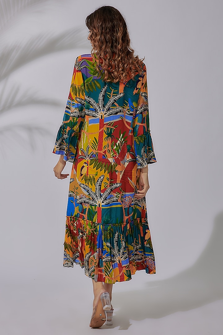 Multi-Colored Crepe Printed Vacation Dress by PDS by Sneha at Pernia's Pop Up Shop