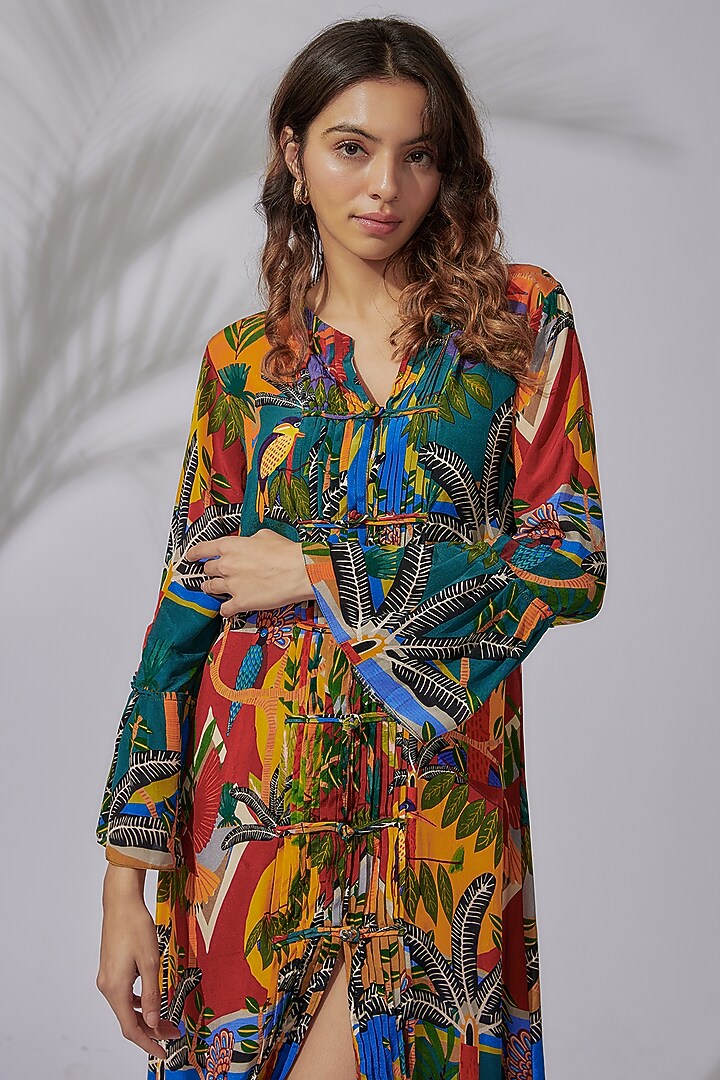 Multi-Colored Crepe Printed Vacation Dress by PDS by Sneha at Pernia's Pop Up Shop