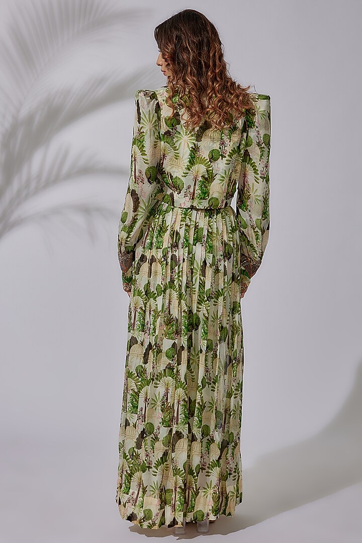 Ivory Organza & Cotton Lycra Printed Wrapped Skirt Set by PDS by Sneha at Pernia's Pop Up Shop