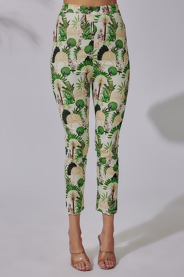 Ivory Organza & Cotton Lycra Printed Wrapped Skirt Set by PDS by Sneha at Pernia's Pop Up Shop