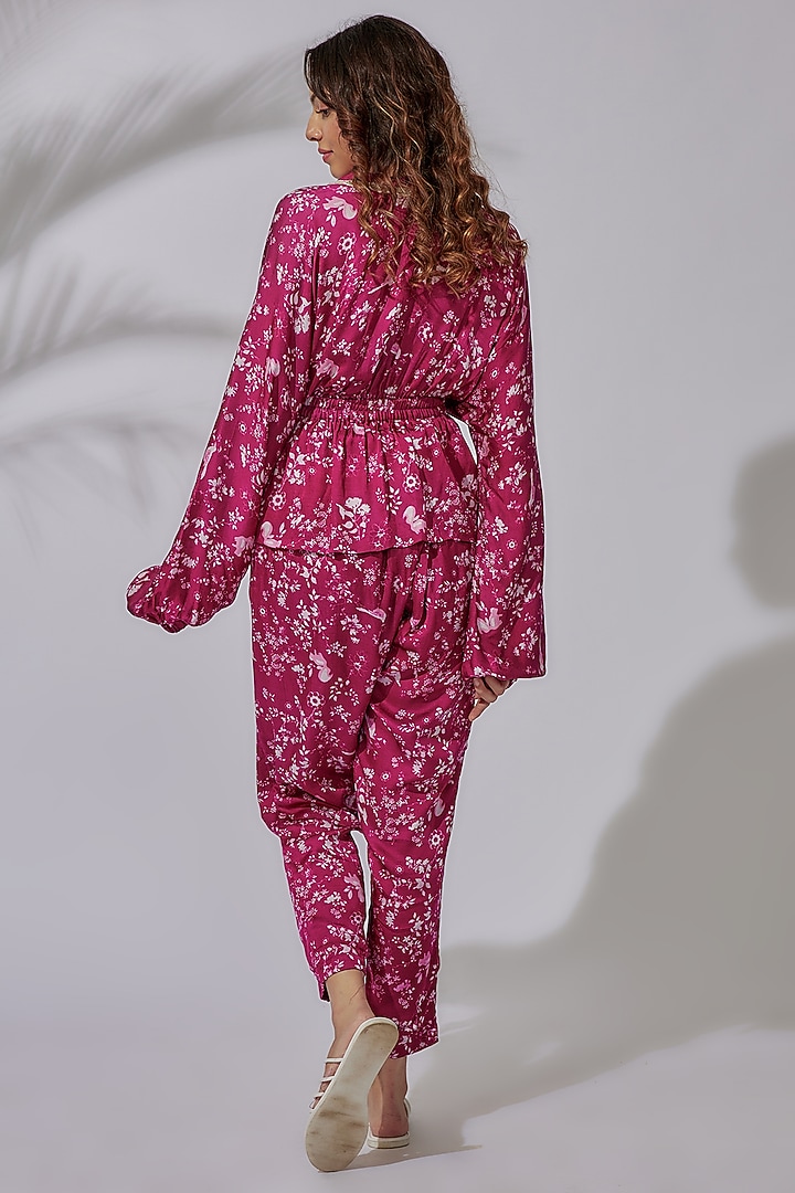 Pink Satin Printed Co-Ord Set by PDS by Sneha at Pernia's Pop Up Shop