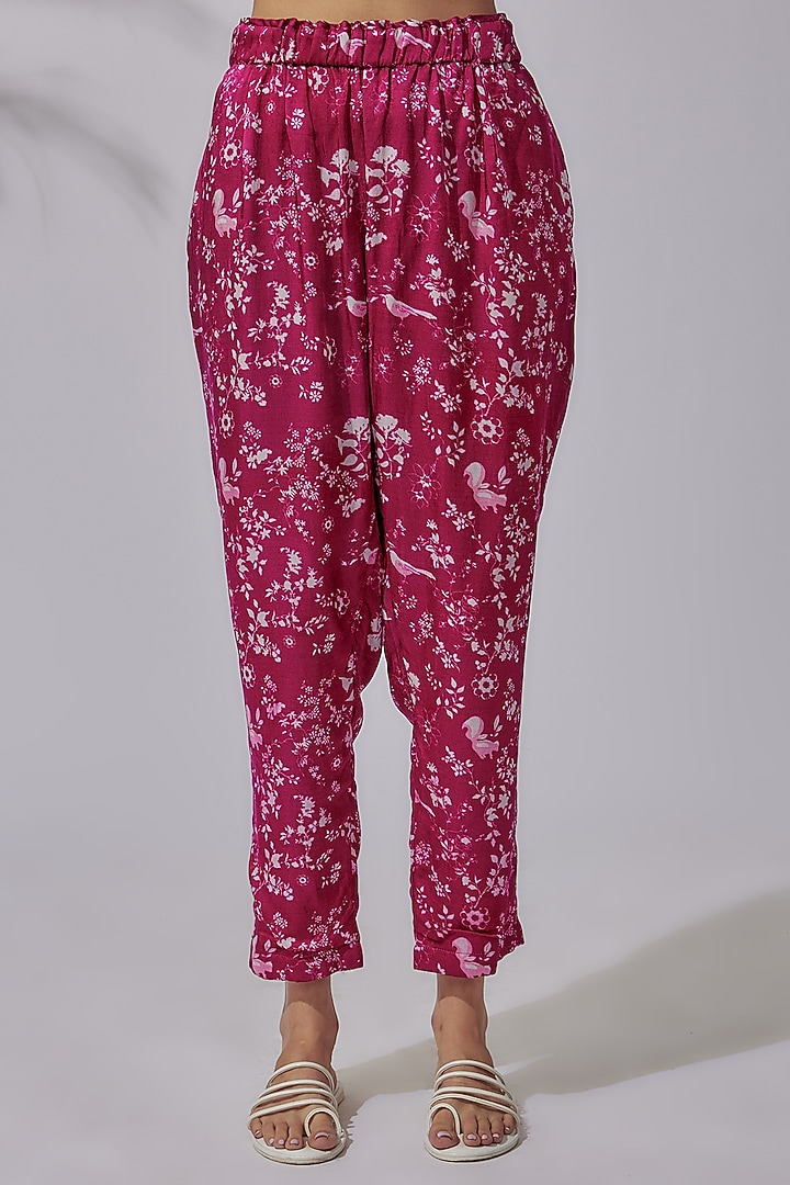 Pink Satin Printed Co-Ord Set by PDS by Sneha at Pernia's Pop Up Shop