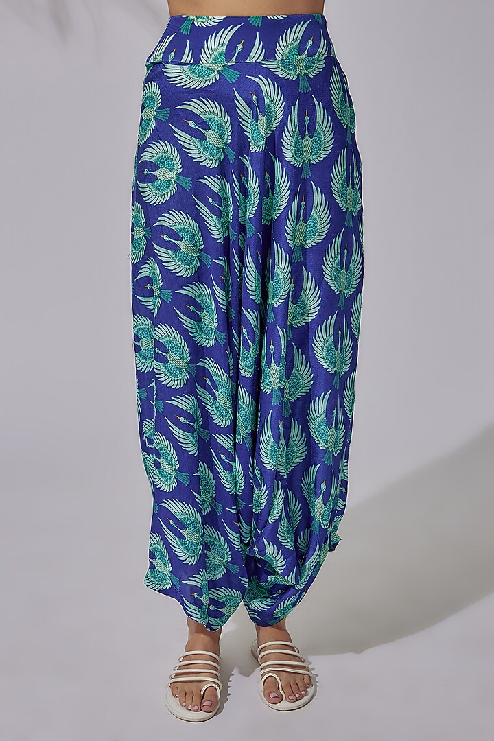 Blue Organza & Crepe Printed Dhoti Set by PDS by Sneha at Pernia's Pop Up Shop