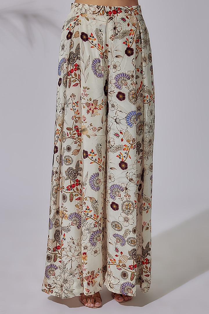 Ivory Crepe & Cotton Lycra Printed Jacket Set by PDS by Sneha at Pernia's Pop Up Shop