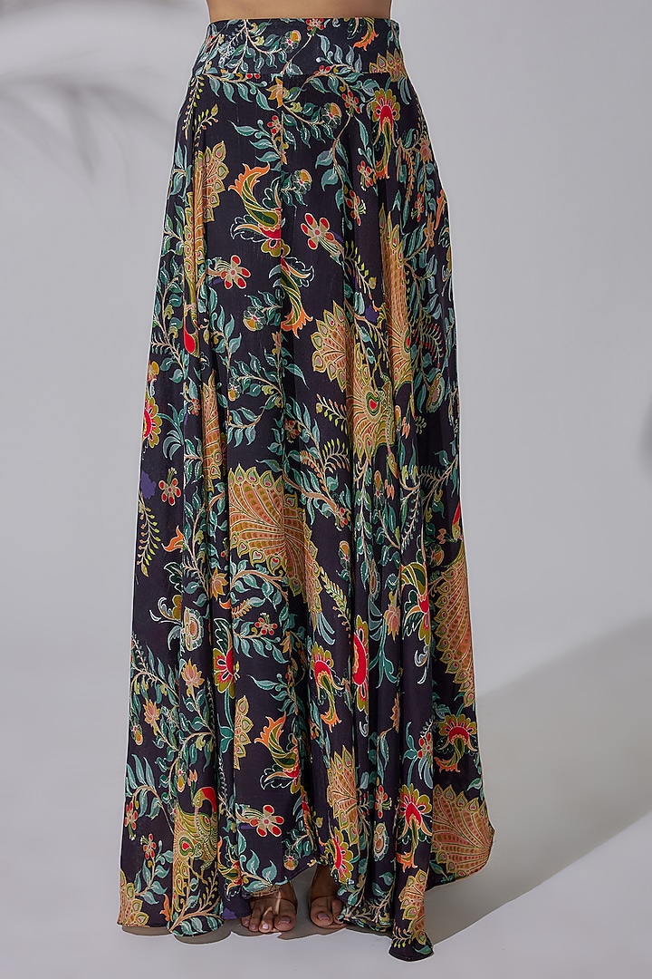 Blue Crepe & Silk Printed Lehenga Set by PDS by Sneha at Pernia's Pop Up Shop