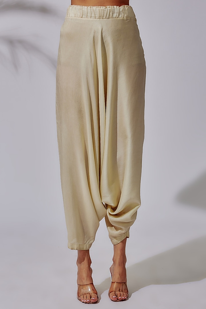 Ivory Silk & Cotton Lycra Dhoti Set by PDS by Sneha at Pernia's Pop Up Shop