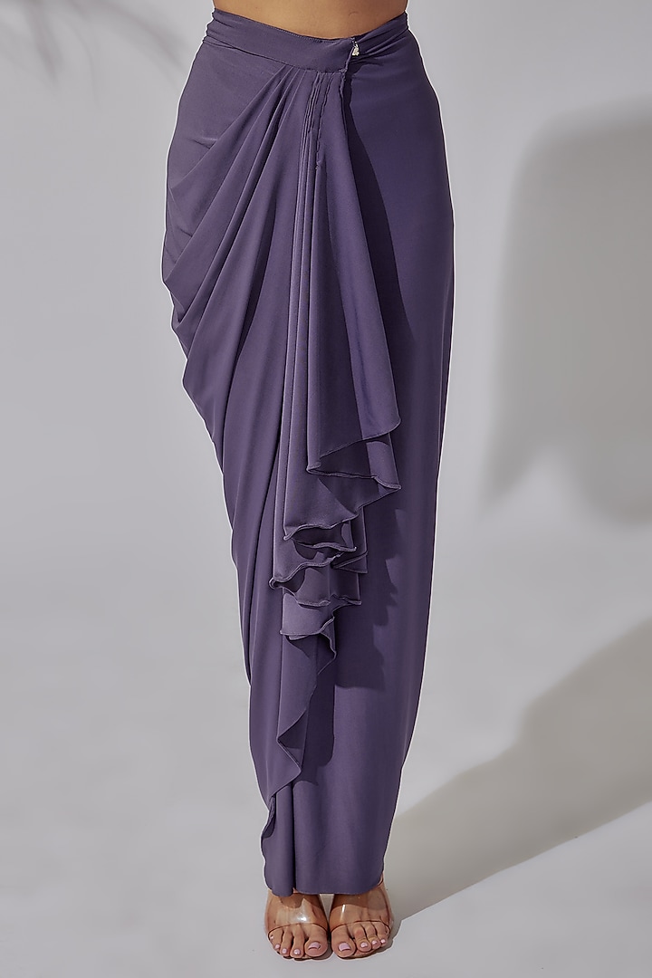 Purple Spanish Lycra Wrapped Skirt Set by PDS by Sneha at Pernia's Pop Up Shop