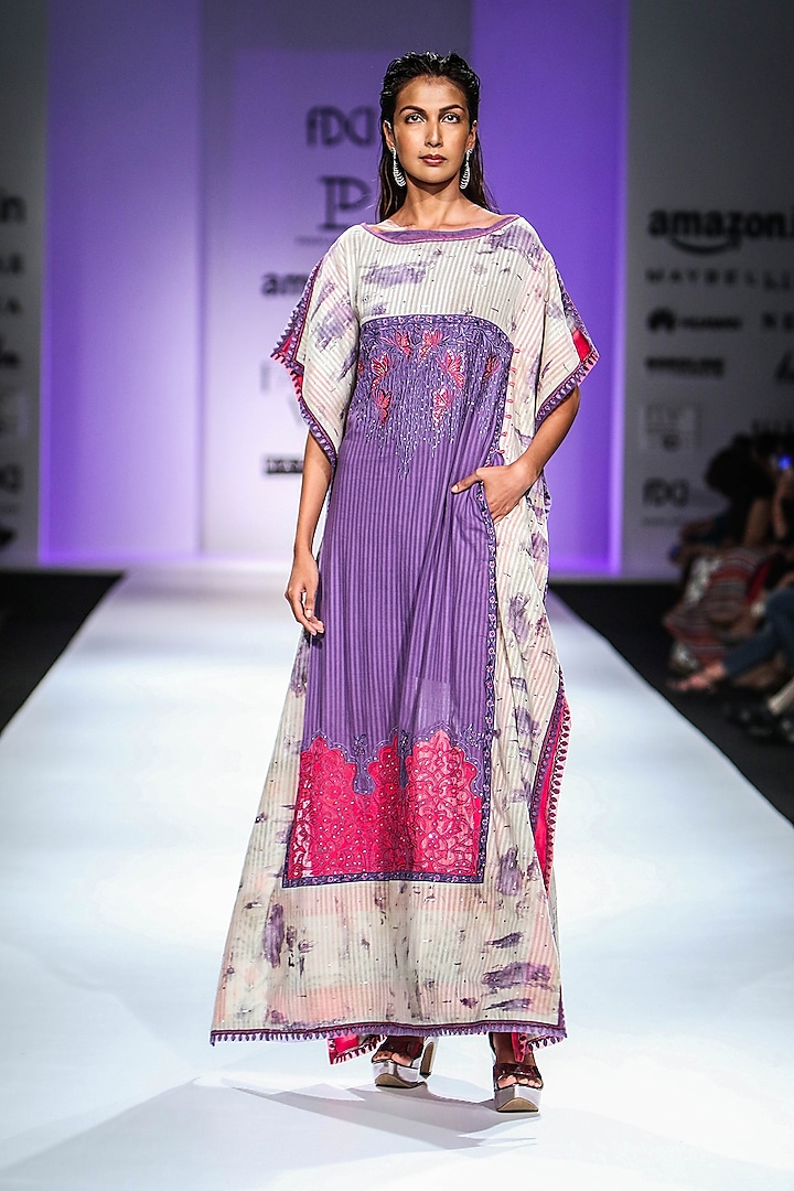 Multi-Colour Embroidered Maxi Dress by Poonam Dubey Designs