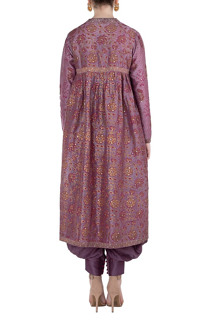 Wine block printed tunic with dhoti pants available only at Pernia's Pop Up Shop.