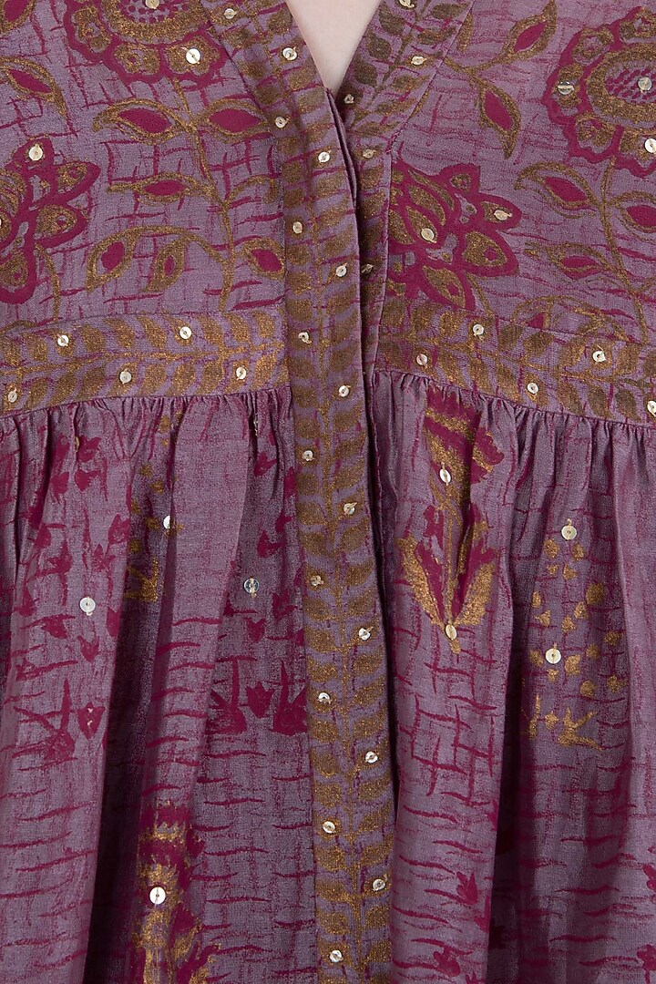Wine block printed tunic with dhoti pants available only at Pernia's Pop Up Shop.