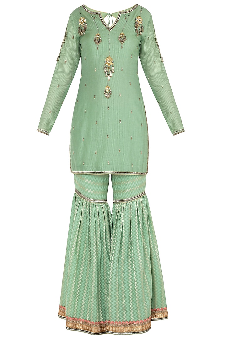Green Embellished Kurta Set by Poonam Dubey Designs