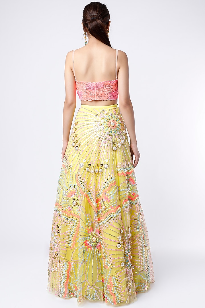 Lime Embroidered Bridal Lehenga Set by Papa Don't Preach by Shubhika at Pernia's Pop Up Shop