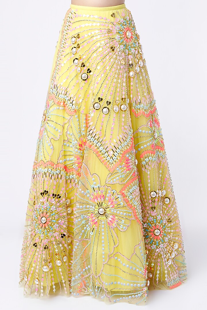 Lime Embroidered Bridal Lehenga Set by Papa Don't Preach by Shubhika at Pernia's Pop Up Shop