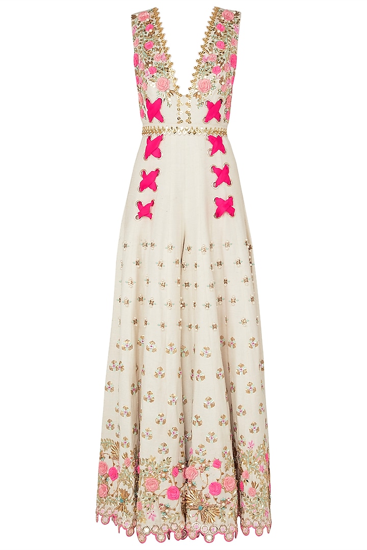 Ivory Embroidered Jumpsuit by Papa Don't Preach by Shubhika