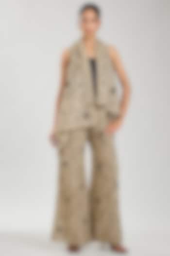 Natural & Black Handloom Cotton Cutwork Front Open Wrap by Peachoo at Pernia's Pop Up Shop