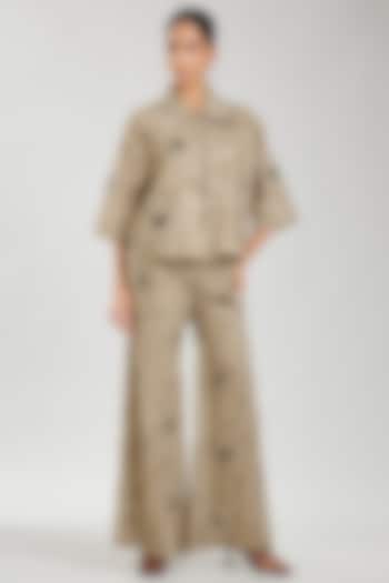 Natural & Black Handloom Cotton Cutwork Jacket by Peachoo at Pernia's Pop Up Shop
