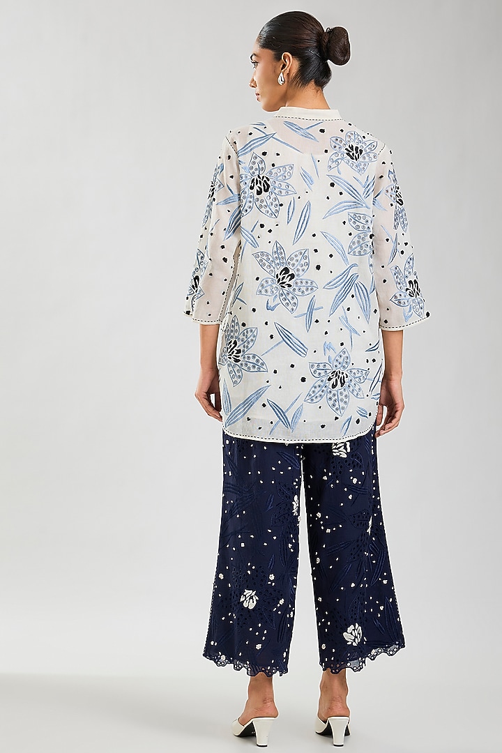 Ecru Handloom Cotton Cutwork Top by Peachoo at Pernia's Pop Up Shop