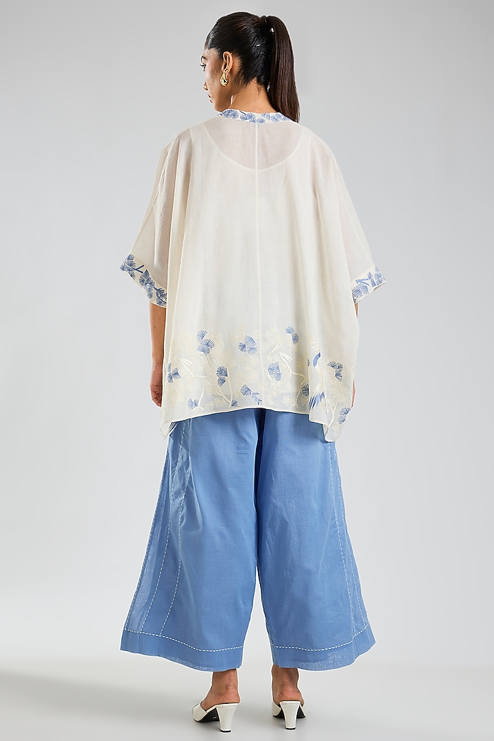 Steel Blue Handloom Cotton Pants by Peachoo at Pernia's Pop Up Shop