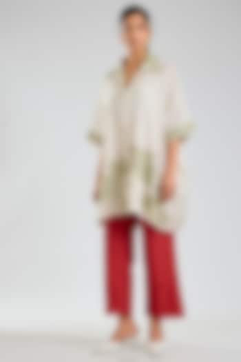 Crimson Handloom Cotton Pants by Peachoo at Pernia's Pop Up Shop