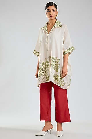 Crimson Handloom Cotton Pants by Peachoo