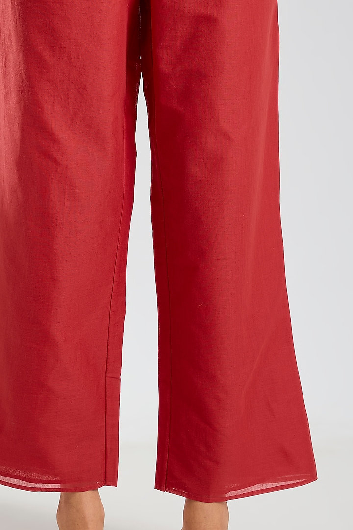Crimson Handloom Cotton Pants by Peachoo at Pernia's Pop Up Shop