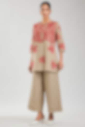 Natural Handloom Cotton Kantha Work Pants by Peachoo at Pernia's Pop Up Shop