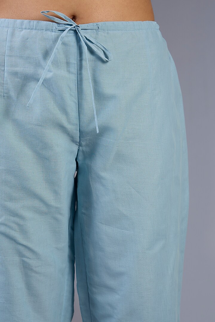 Blue Handloom Straight Pants by Peachoo at Pernia's Pop Up Shop