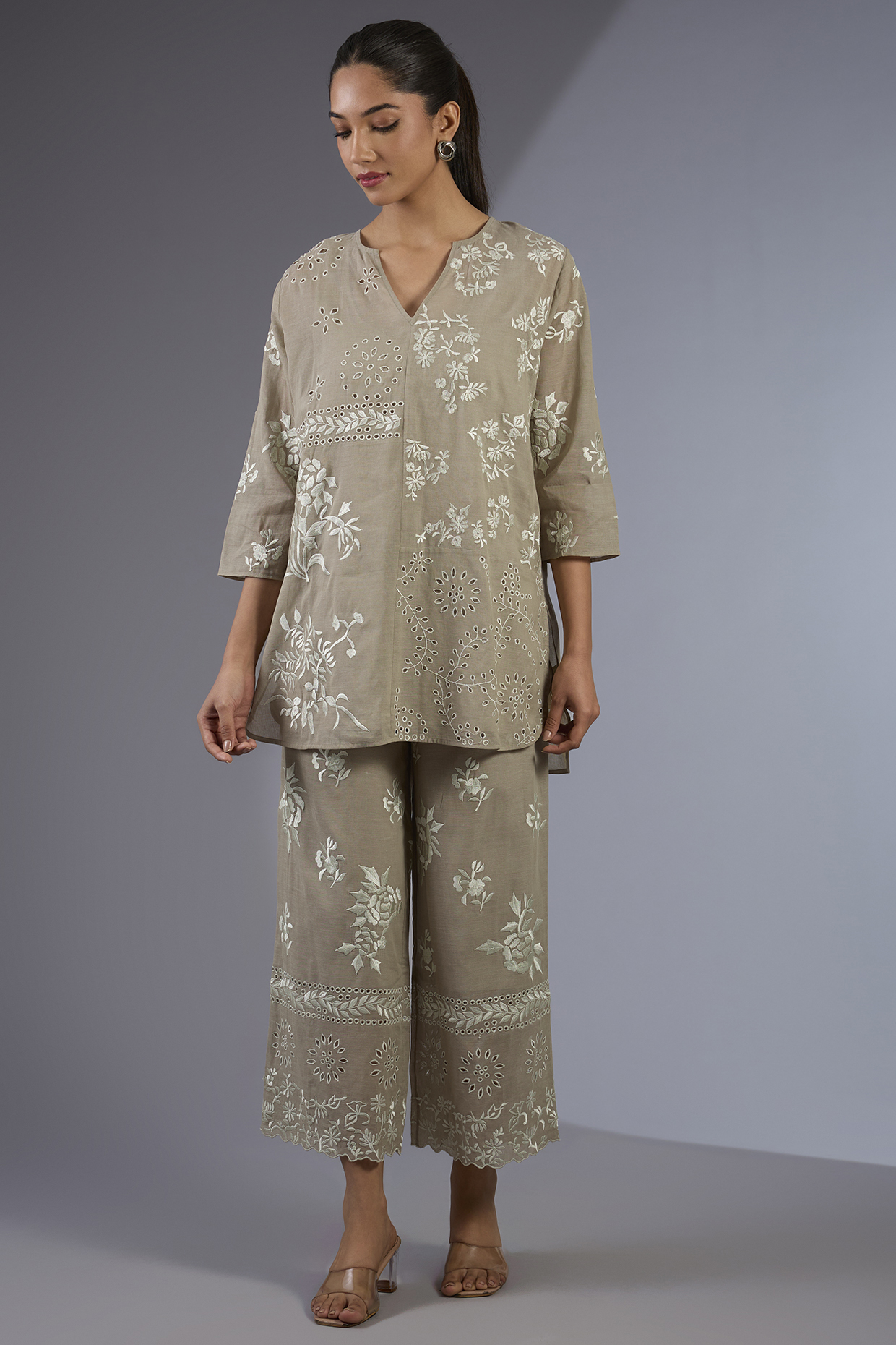 Ecru Handloom Thread Embroidered Top by Peachoo at Pernia's Pop Up Shop