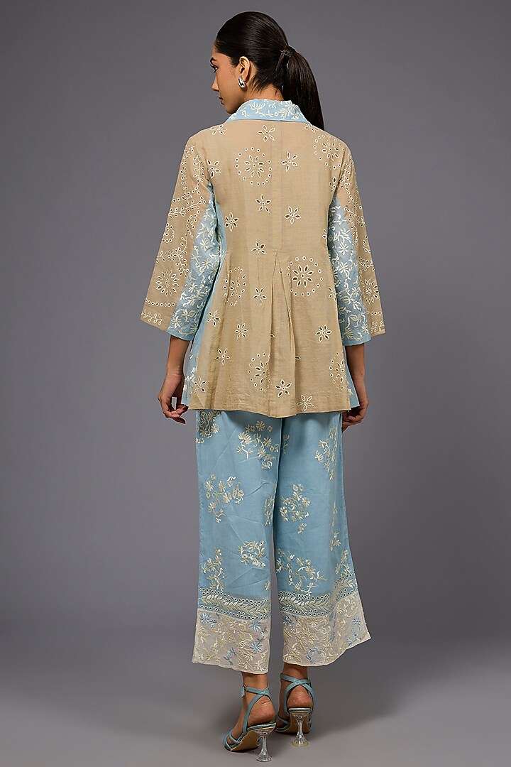 Multi-Colored Handloom Cotton Thread Embroidered Jacket by Peachoo at Pernia's Pop Up Shop
