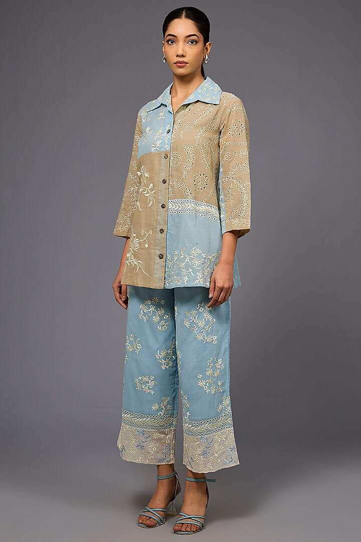 Multi-Colored Handloom Cotton Thread Embroidered Jacket by Peachoo at Pernia's Pop Up Shop