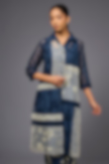 Space Ecru Handloom Cotton Thread Embroidered Shirt by Peachoo at Pernia's Pop Up Shop