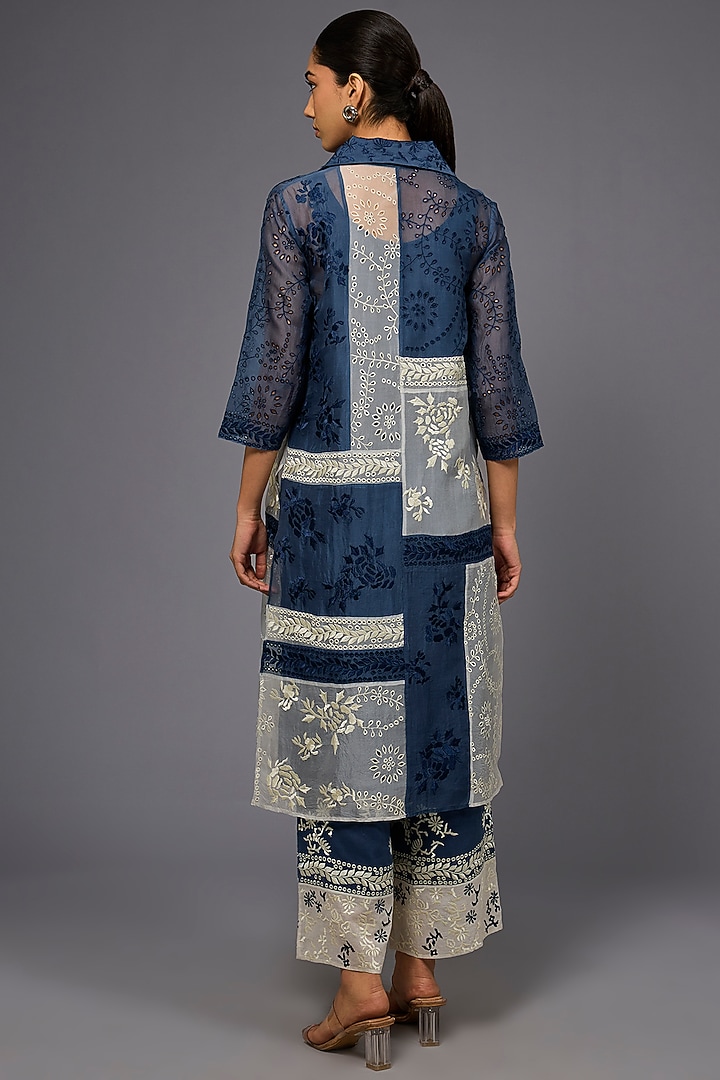 Space Ecru Handloom Cotton Thread Embroidered Shirt by Peachoo at Pernia's Pop Up Shop