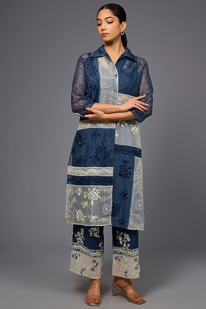 Space Ecru Handloom Cotton Thread Embroidered Shirt by Peachoo at Pernia's Pop Up Shop