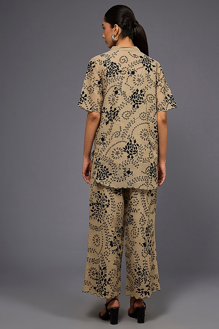 Natural Black handloom Cotton Thread EMbroidered Top by Peachoo at Pernia's Pop Up Shop