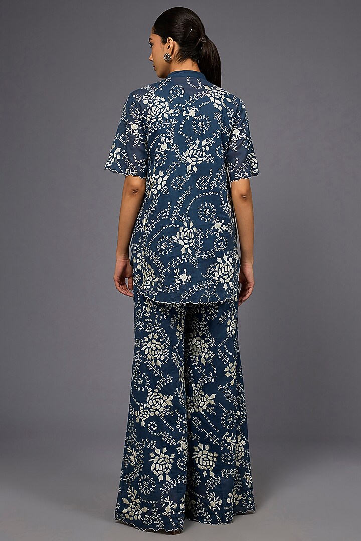 Space Ecru handloom Cotton Thread Embroidered Top by Peachoo at Pernia's Pop Up Shop
