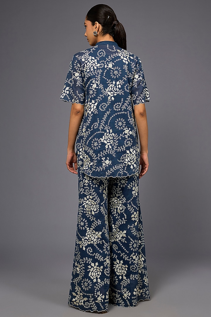 Space Ecru Handloom Cotton Thread Embroidered Pant by Peachoo at Pernia's Pop Up Shop