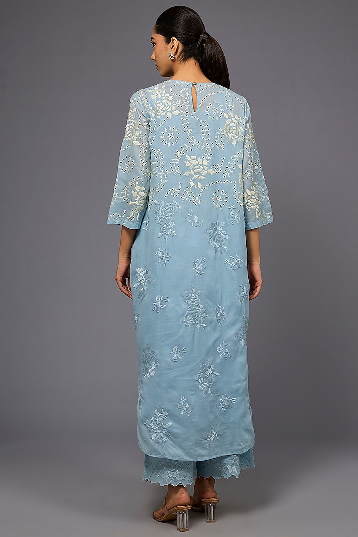 Ice Ecru Handloom Cotton Thread Embroidered Pant by Peachoo at Pernia's Pop Up Shop