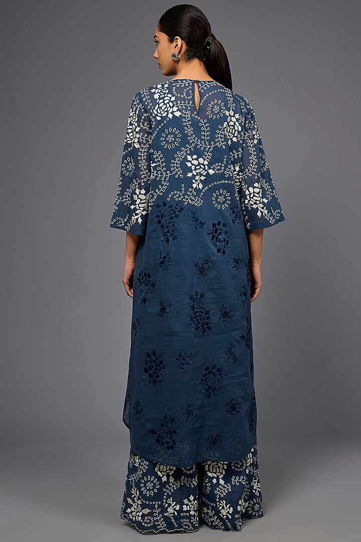 Space Ecru Handloom Cotton Thread Embroidered Kurta by Peachoo at Pernia's Pop Up Shop