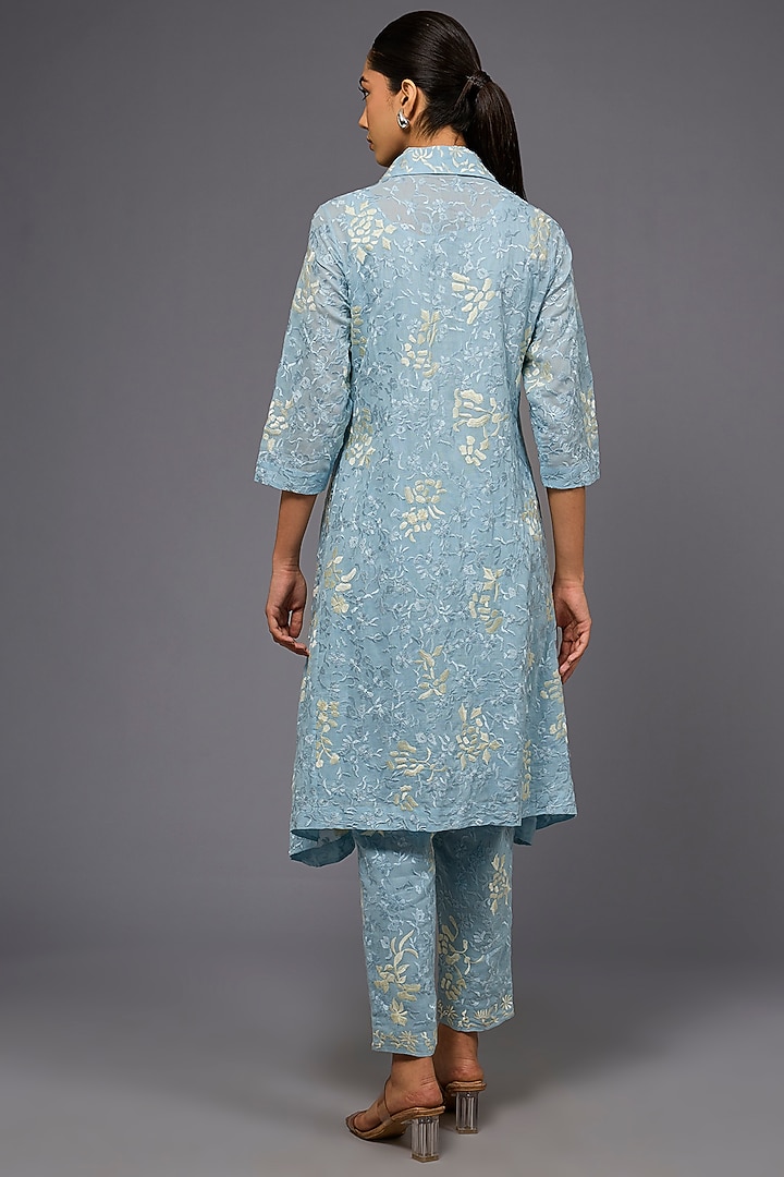 Ice Ecru Handloom Cotton Thread Embroidered Pant by Peachoo at Pernia's Pop Up Shop