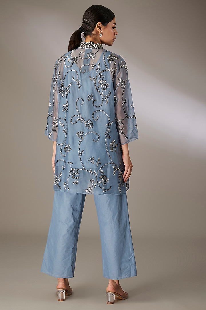 Blue Handloom Cotton Pants by Peachoo at Pernia's Pop Up Shop