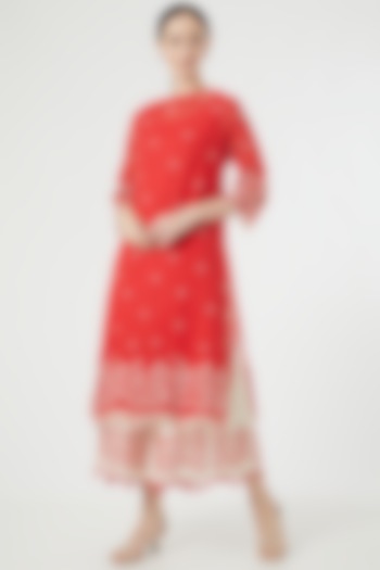 White Cotton Embroidered Pants by Peachoo at Pernia's Pop Up Shop