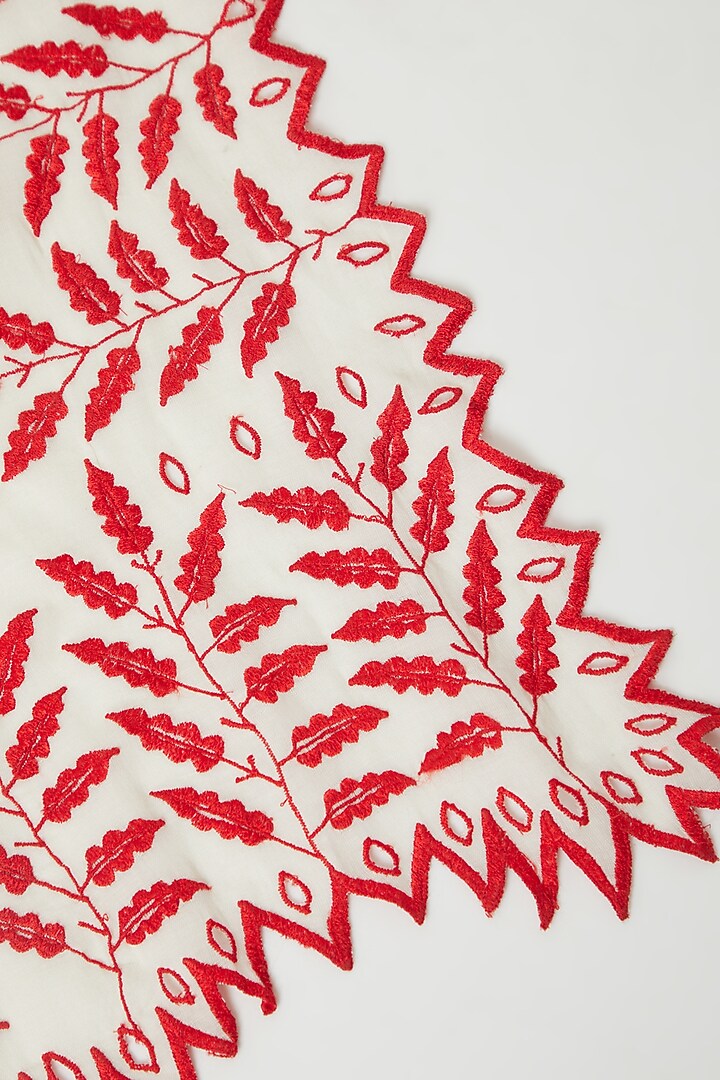 White Cotton Embroidered Dupatta by Peachoo at Pernia's Pop Up Shop