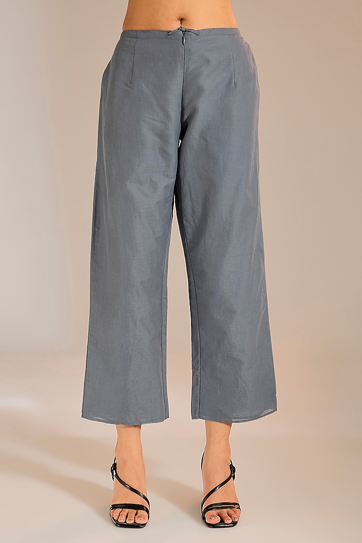Shadow Silver Handloom Cotton Pants by Peachoo at Pernia's Pop Up Shop