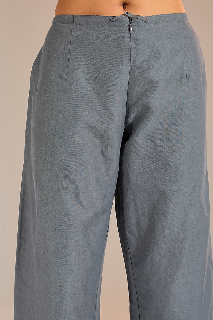 Shadow Silver Handloom Cotton Pants by Peachoo at Pernia's Pop Up Shop