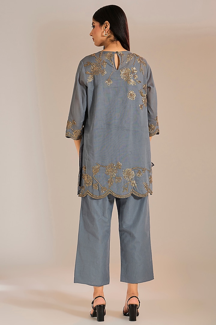 Shadow Black & Gold Handloom Cotton Sequins Work Top by Peachoo at Pernia's Pop Up Shop