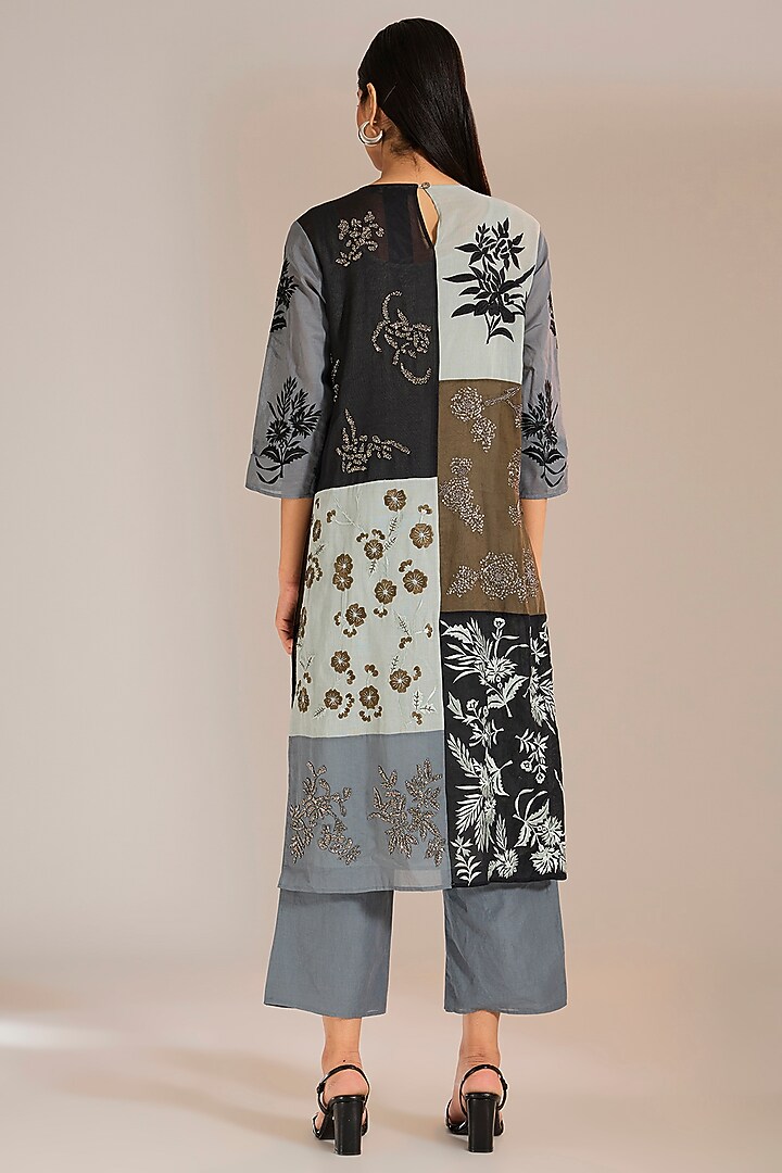 Shadow Silver Handloom Cotton Pants by Peachoo at Pernia's Pop Up Shop