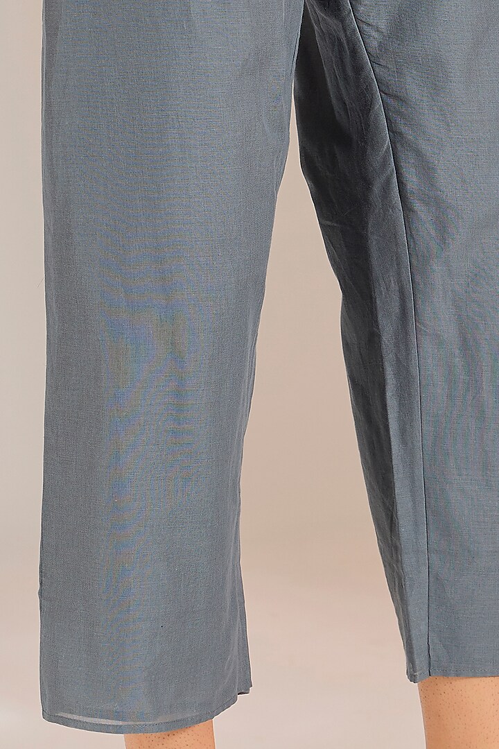Shadow Silver Handloom Cotton Pants by Peachoo at Pernia's Pop Up Shop